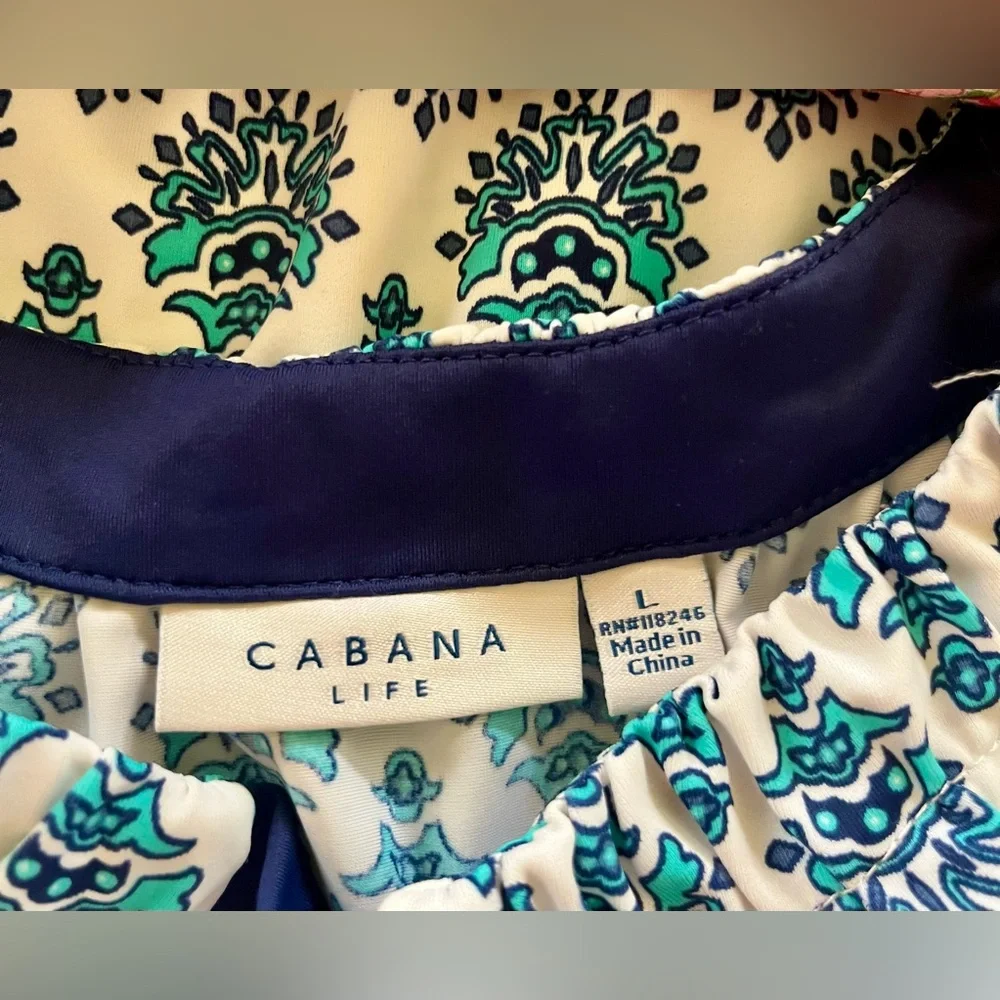 Cabana Life NWOT Navy and Teal Patterned Shift Dress or Coverup - Picture 3 of 3